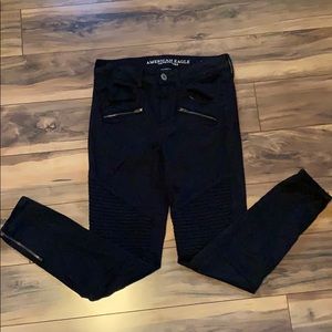 AEO Super stretch Moto black jeggings